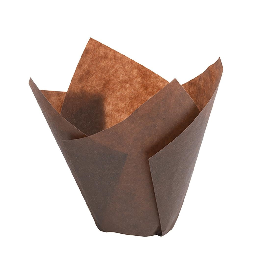 JA618 Matfer Bourgeat Tulip Muffin Cases Brown - 80x50mm (Pack 200)