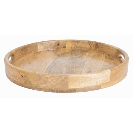 JA886 Olympia Mango Wood Round Deep Sided Tray - 400x50mm