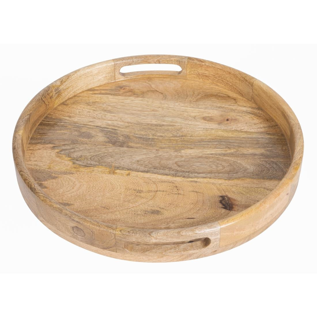 JA886 Olympia Mango Wood Round Deep Sided Tray - 400x50mm