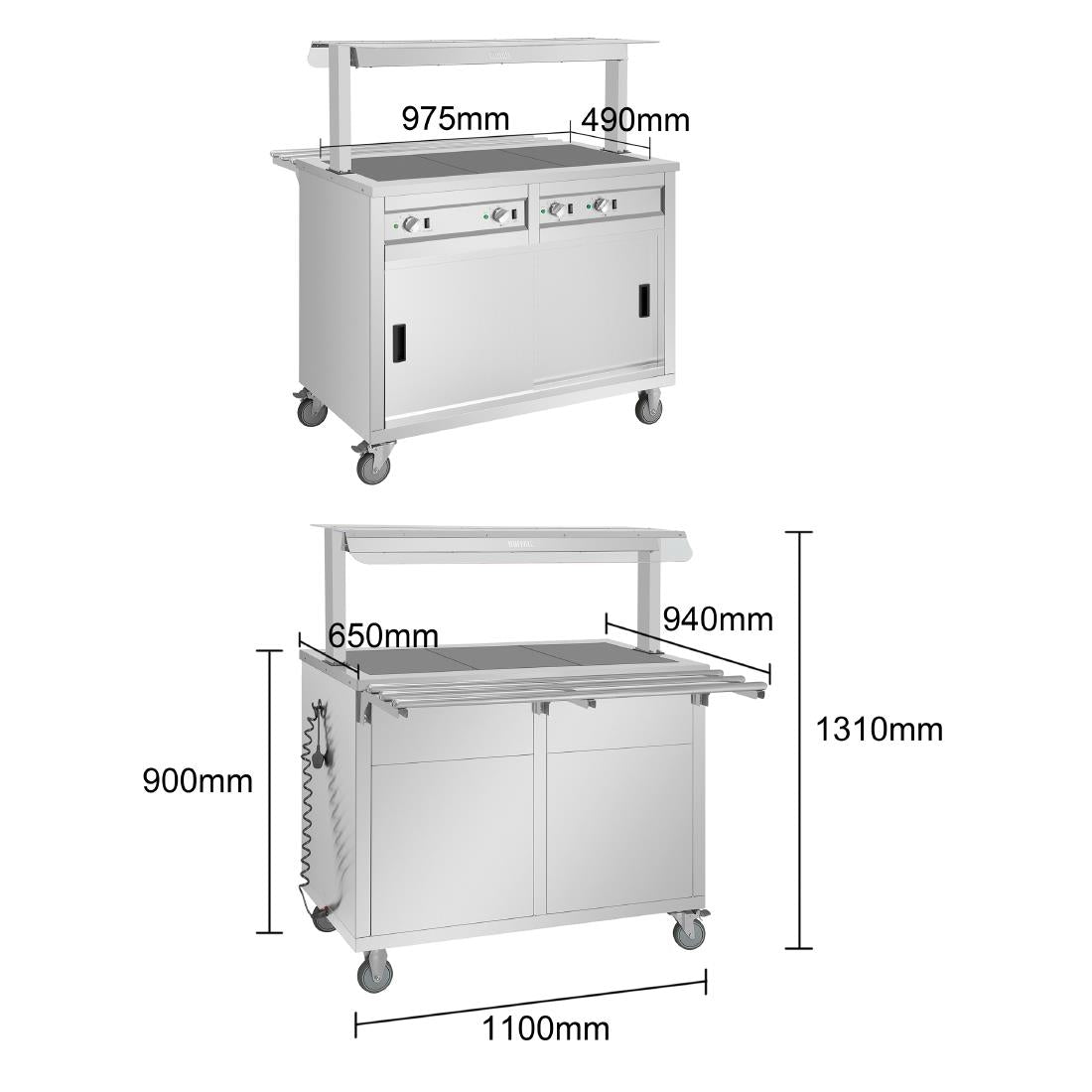 Buffalo Mobile Servery with Solid Heated Top 3x 1/1 GN