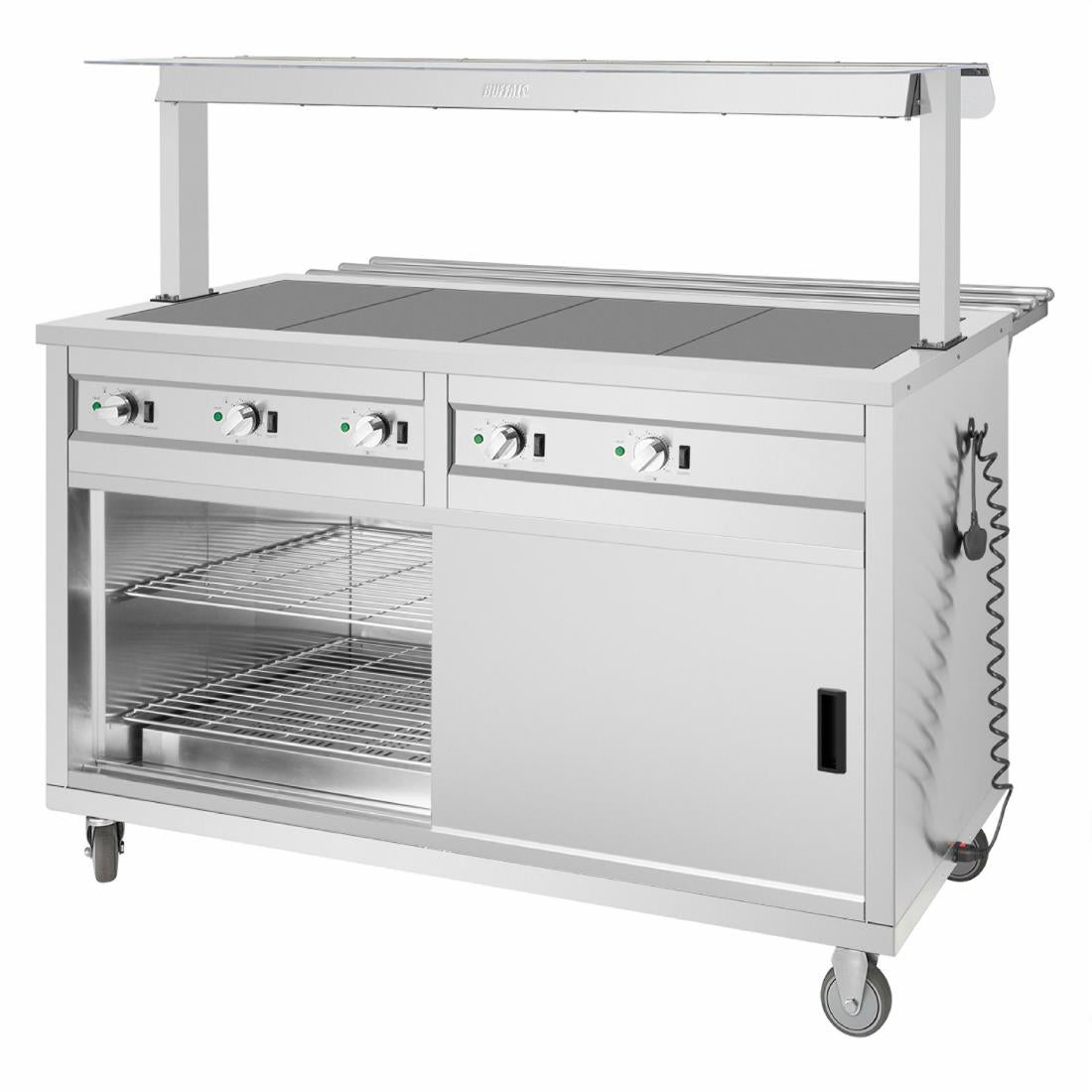 Buffalo Mobile Servery with Solid Heated Top 4x 1/1 GN
