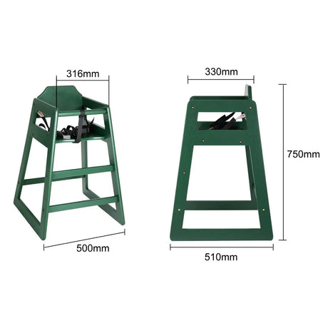 JB368 Bolero Wooden Highchair Forest Green Finish