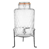 JB379 Olympia Geo Glass Clip-Top Drinks Dispenser with Wire Stand - 8Ltr