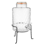 JB379 Olympia Geo Glass Clip-Top Drinks Dispenser with Wire Stand - 8Ltr