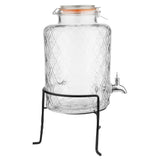 JB379 Olympia Geo Glass Clip-Top Drinks Dispenser with Wire Stand - 8Ltr