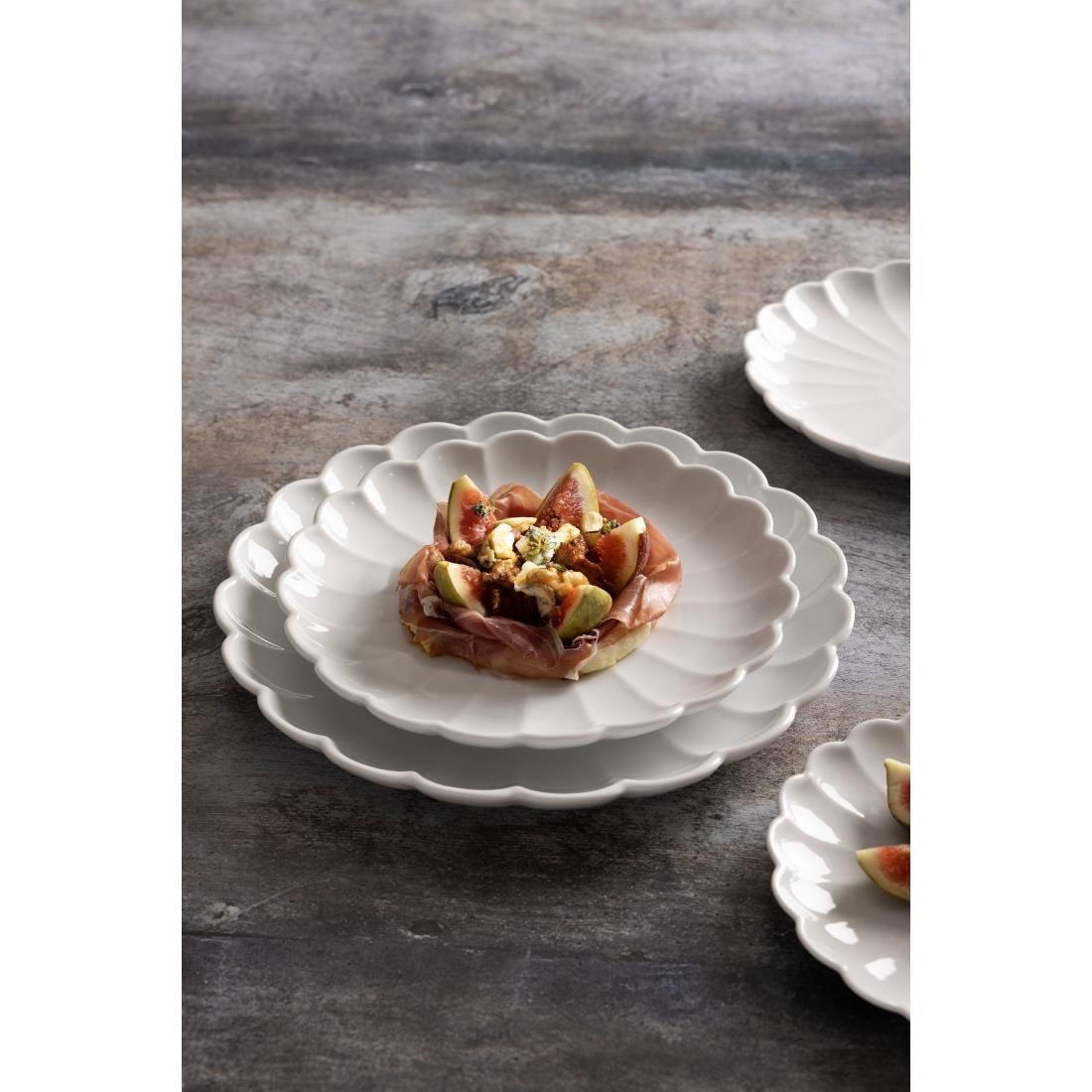 JB396 Olympia Bloom White Scalloped Bowl - 230x46mm 9" (Box 6)