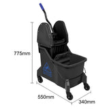 Jantex Two-Compartment Mop Bucket and Wringer Blue 30Ltr