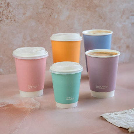 JB819 Vegware Hot Cup Pastel Double Wall - 16oz (Box 400)