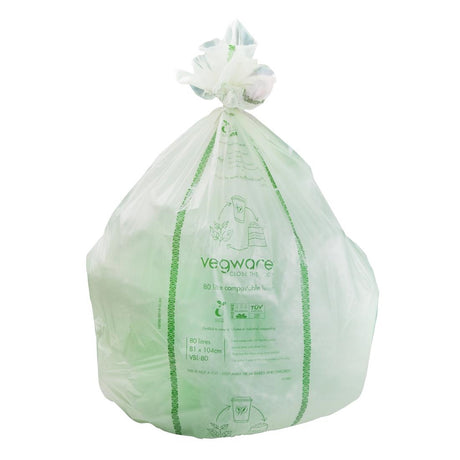JB829 Vegware Compostable Bin Bag - 140L (Roll 10)