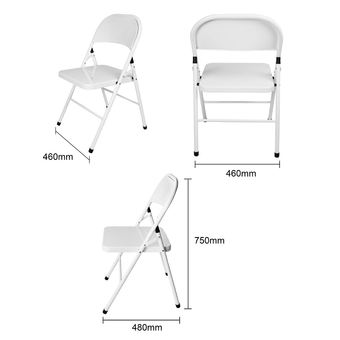 Bolero Folding Metal Chairs White (4 Pack)