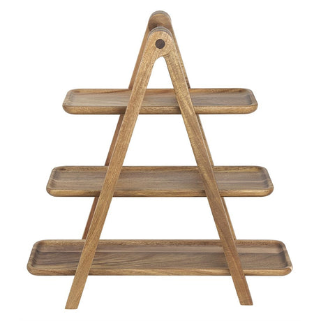 JB989 Olympia Acacia Wood 3-Tier Serving Trays with Display Stand -  430x200x445mm