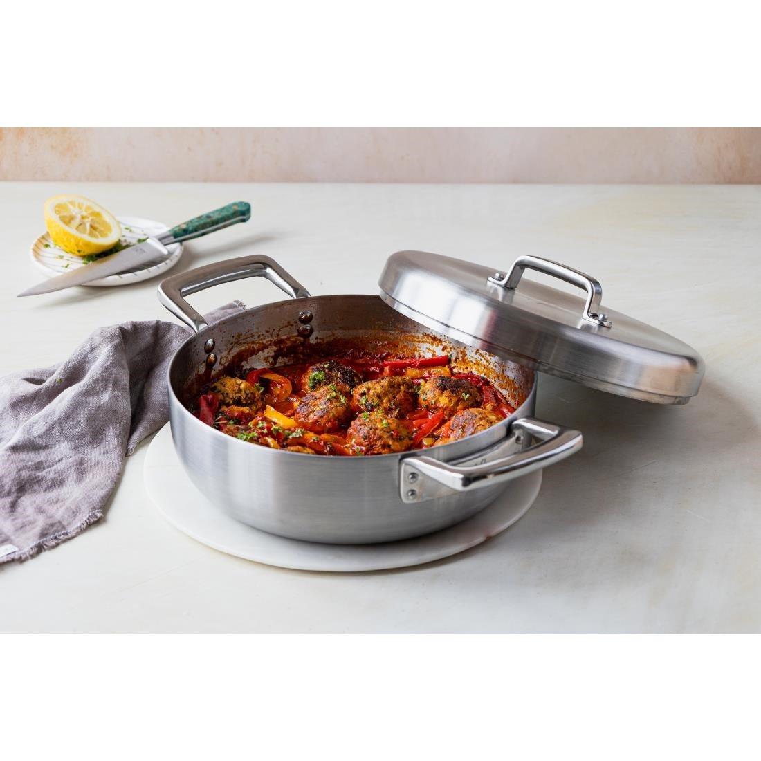 JC878 Samuel Groves Urban St/St Triply Chefs Pan with Domed Lid - 26cm (Direct)