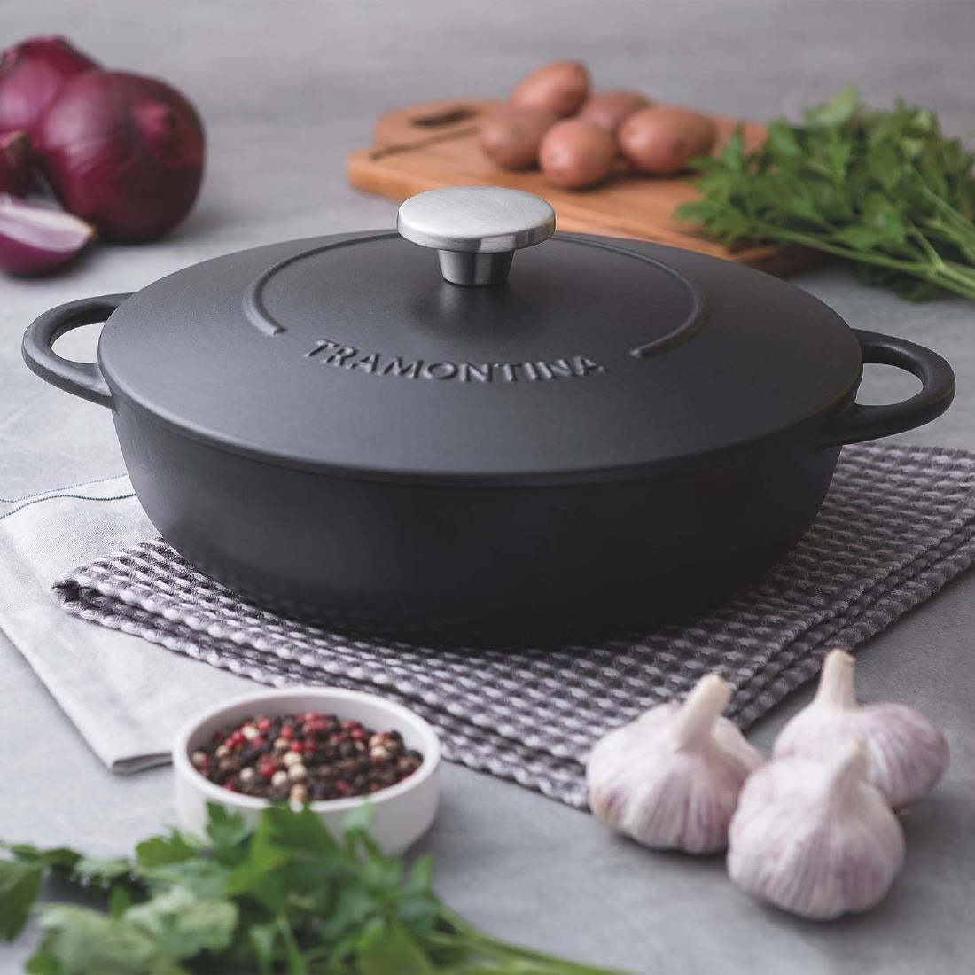 JC947 Tramontina Enamel Cast Iron Shallow Casserole Dish - 280mm