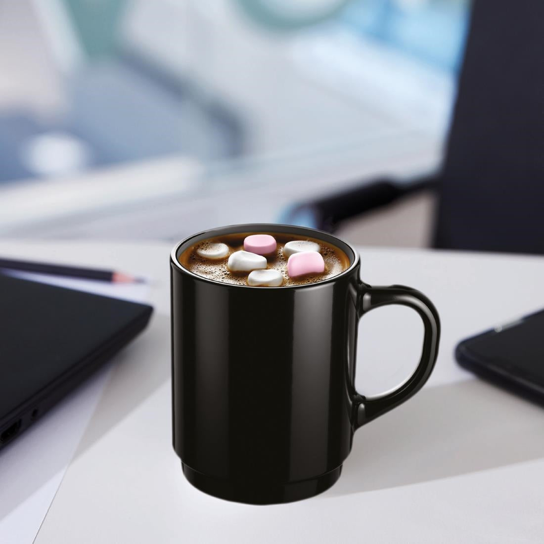 JC976 Mug Black Stackable - 250ml (Pack 6)