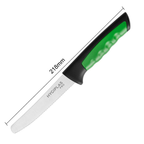 Hygiplas Pro Serrated Tomato Knife Green 10cm