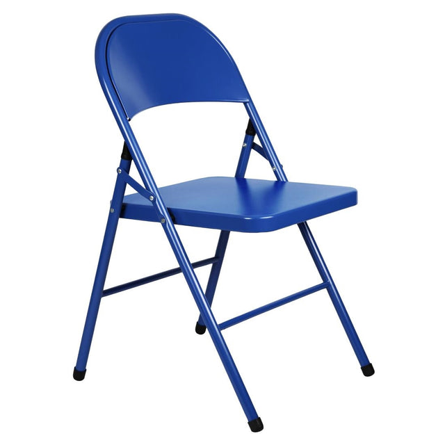 Bolero Metal Folding Chairs Blue (4 Pack)
