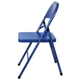 Bolero Metal Folding Chairs Blue (4 Pack)