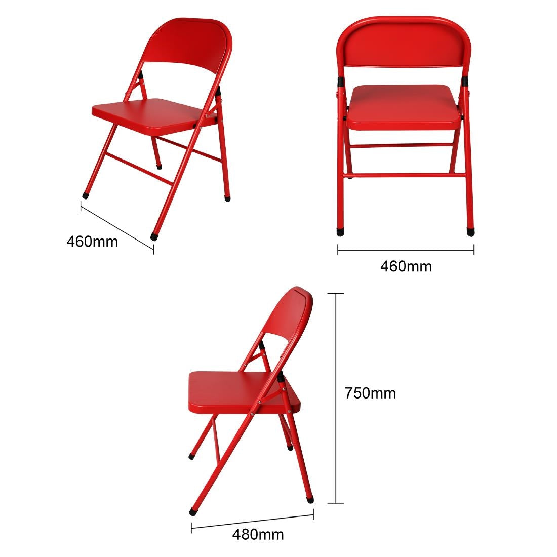 Bolero Folding Metal Chairs Red (4 Pack)