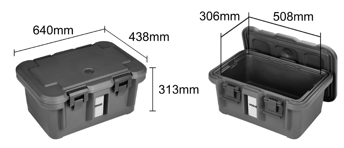 Vogue Top Loading 1/1GN Insulated Food Pan Carrier Black