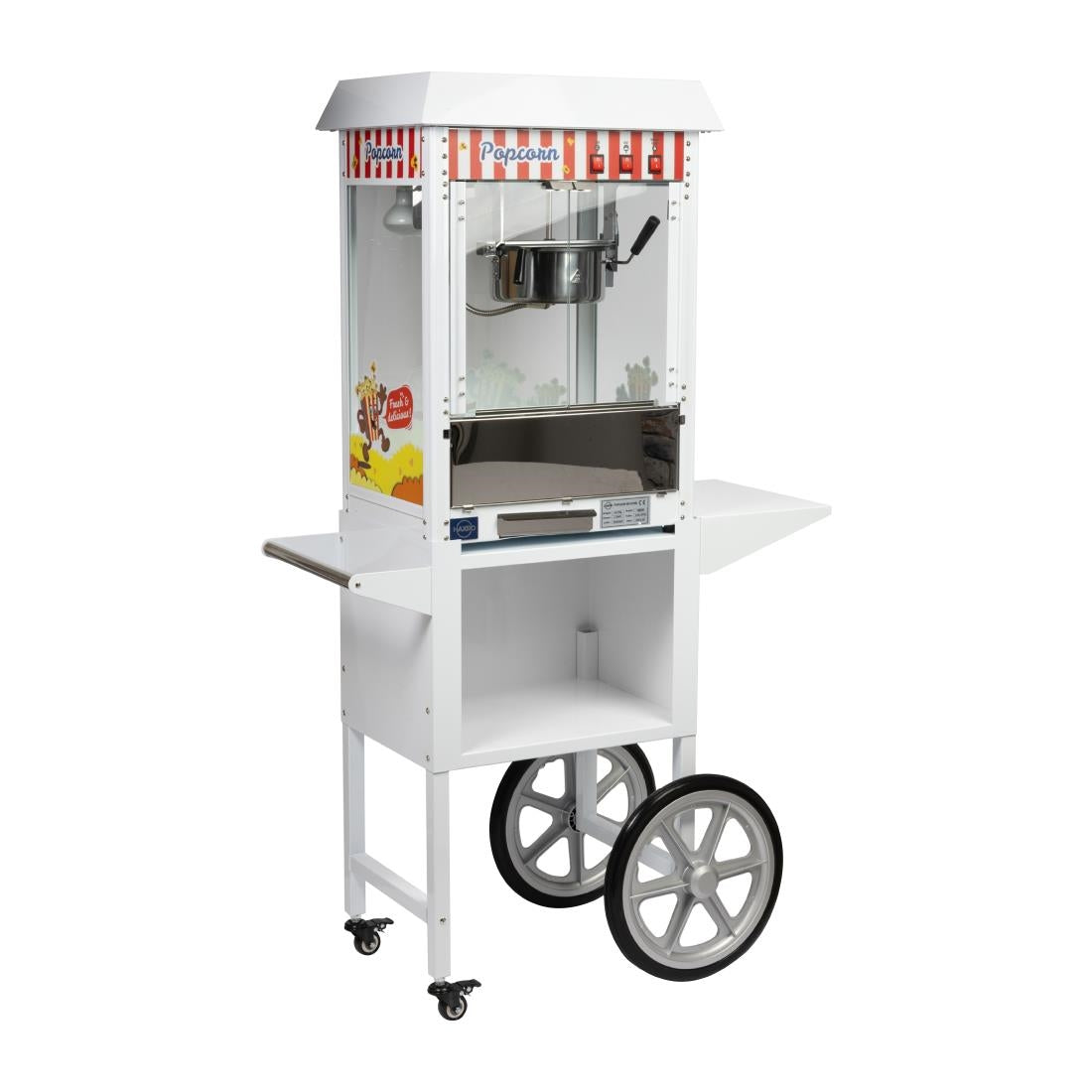 JE458 Haxro Popcorn Machine And Cart White 8oz (Direct)