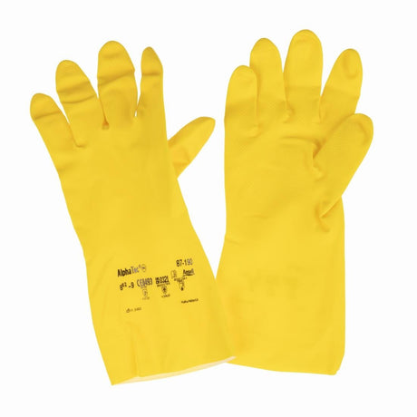 JE605-M Ansell 87-190 Econohands Rubber Househould Yellow 1010X Size M(Pack 12)(Direct)