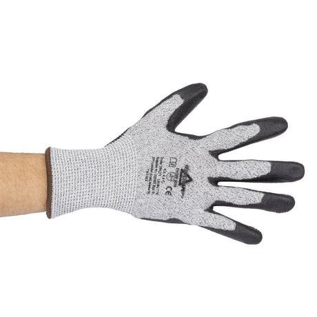JE608-10 Glove KeepSAFE PU Palm Coated Pro Grey/Black Cut C - Size 10 (Pack 12) (Direct)