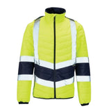 JE631-S Hi Vis Full Zip Puffer Jacket 2 Tone Yellow/Navy - Size S (Direct) - JD Catering Equipments Ltd