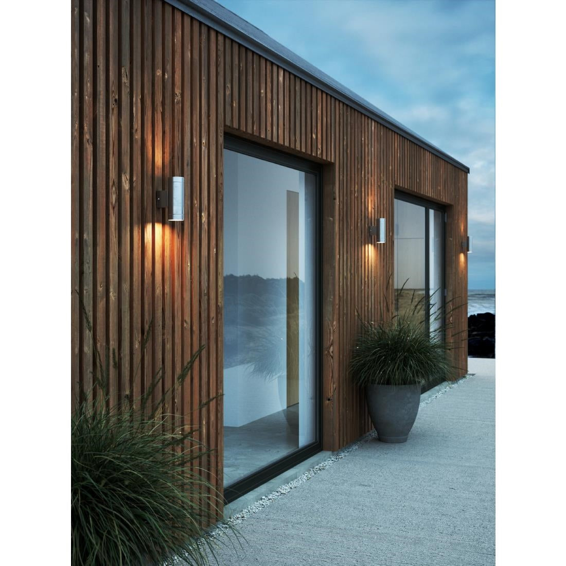JE856 Nordlux Tin Maxi Double Outdoor Wall Light Galvanized (Direct)