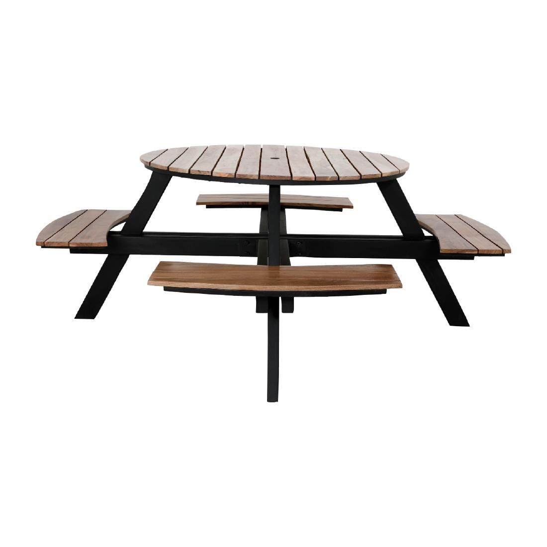 Bolero Acacia Round Picnic Table Bench Set