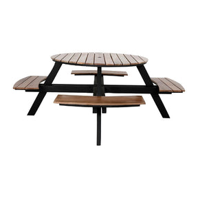 Bolero Acacia Round Picnic Table Bench Set