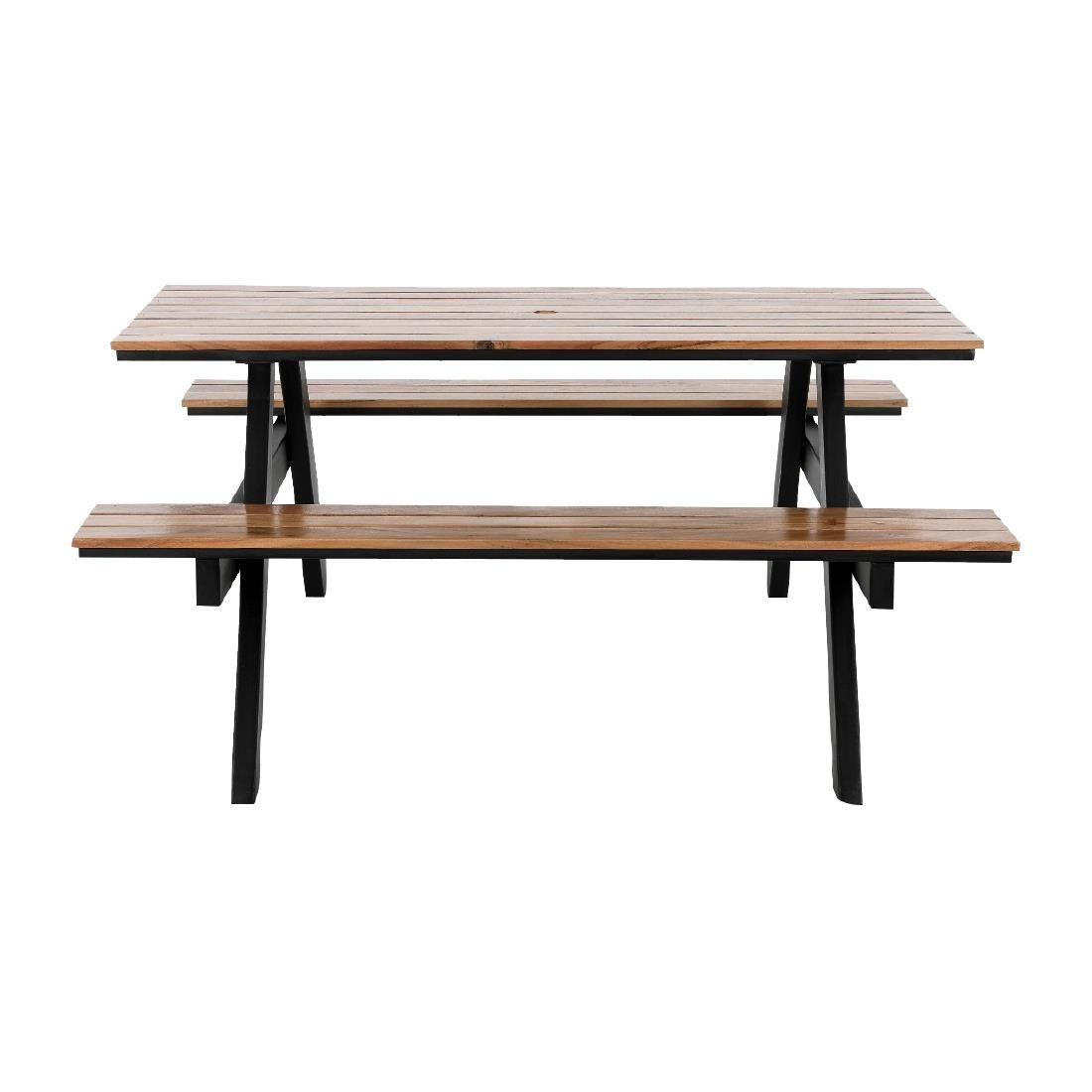 Bolero Acacia Rectangular Picnic Table Bench Set
