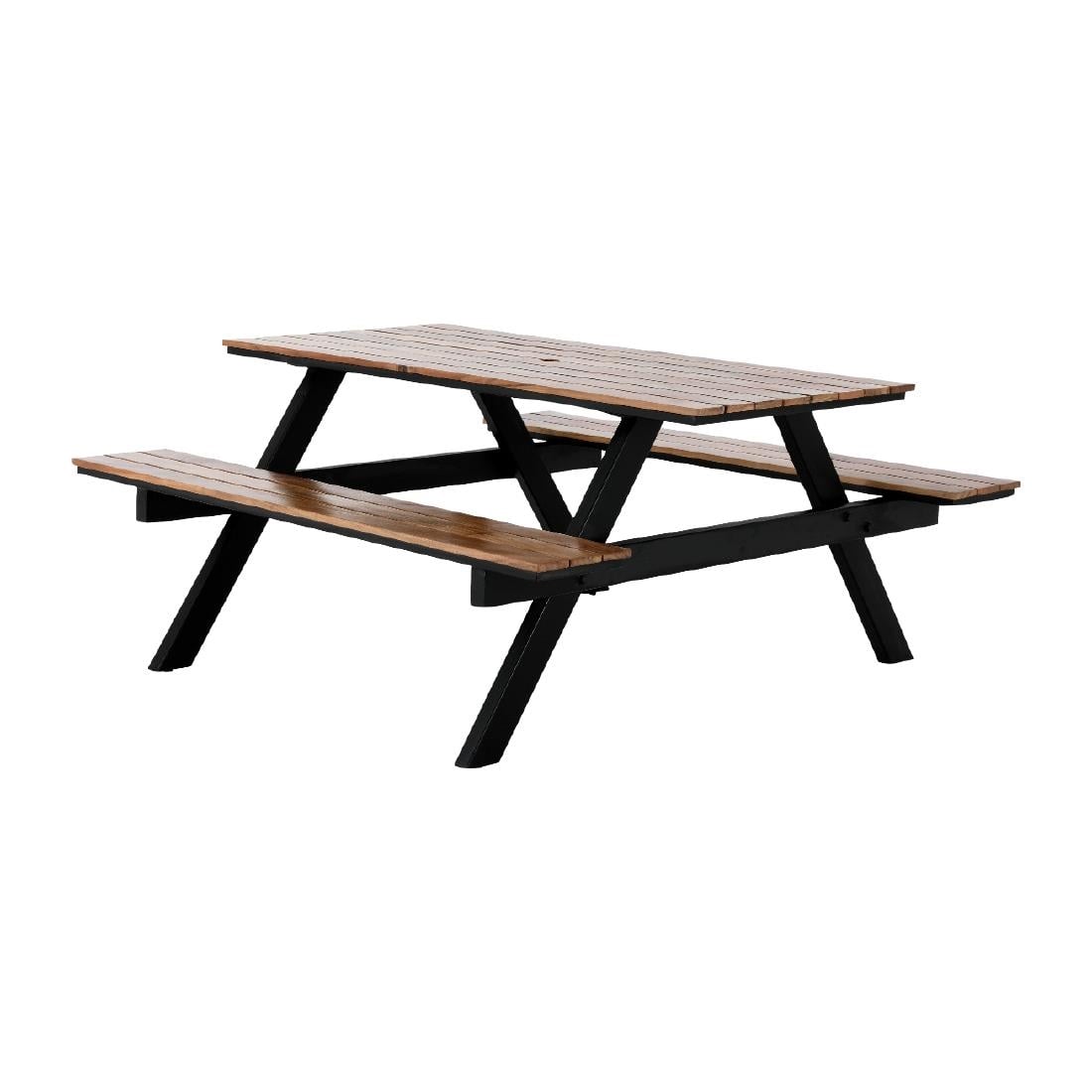 Bolero Acacia Rectangular Picnic Table Bench Set