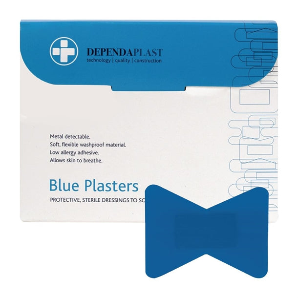 JF015 Dependaplast Blue Food Area Plasters Fingertip (Pack 50)