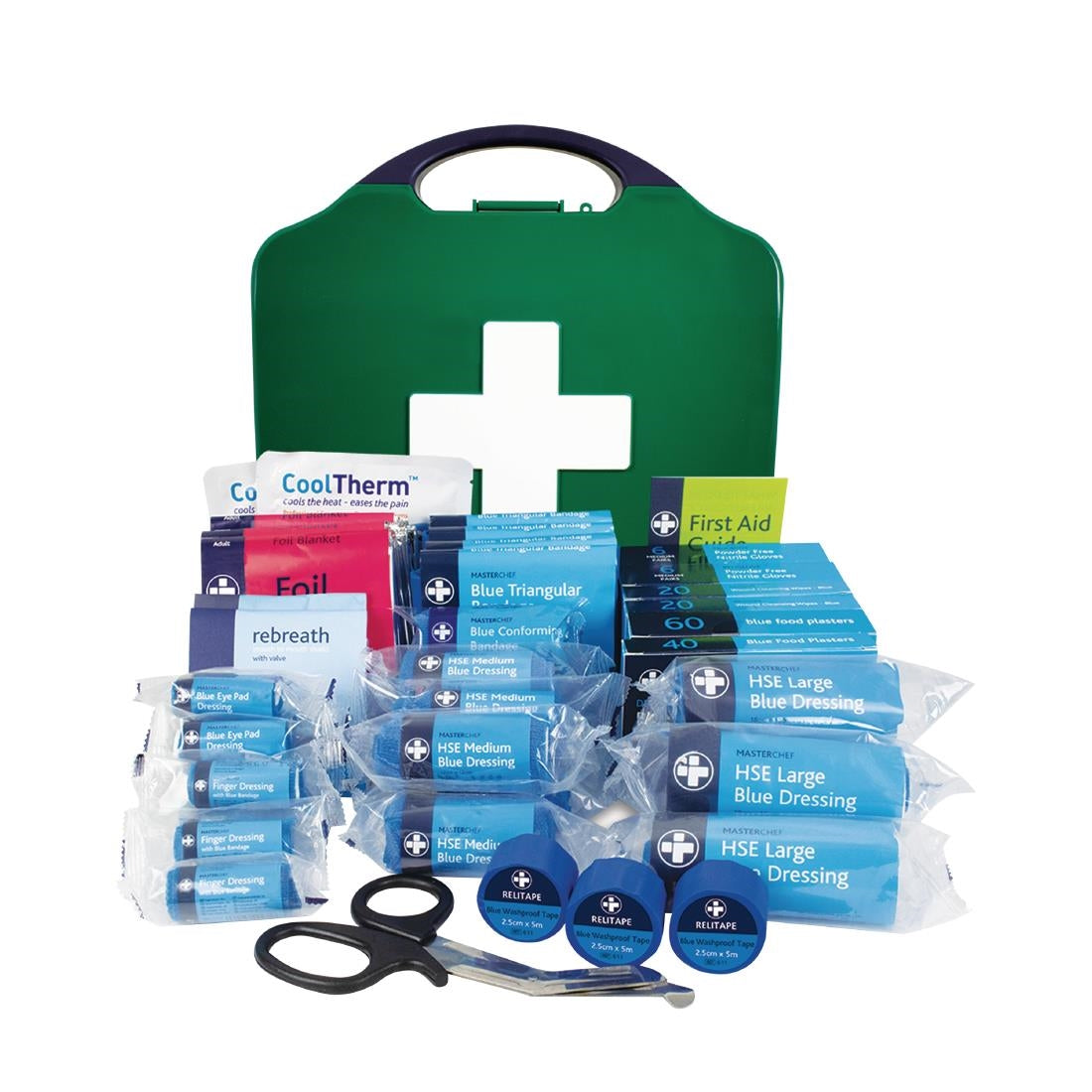 JF030 Masterchef Catering BS8599-1 First Aid Kit - Large - Aura3 Box - Large - Green