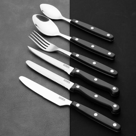 Olympia Taverna Table Knives with Black Handles (12 Pack)