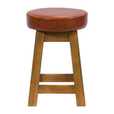JF986 Wessex Low Stool Weathered Oak with Bison Tan Seat (Pack 2) (Direct)