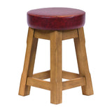 JF987 Wessex Low Stool Weathered Oak with Bison Bordeaux Seat (Pack 2) (Direct)
