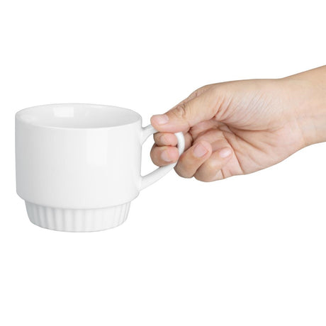 Olympia Café Stacking Mugs White 340ml (6 Pack)