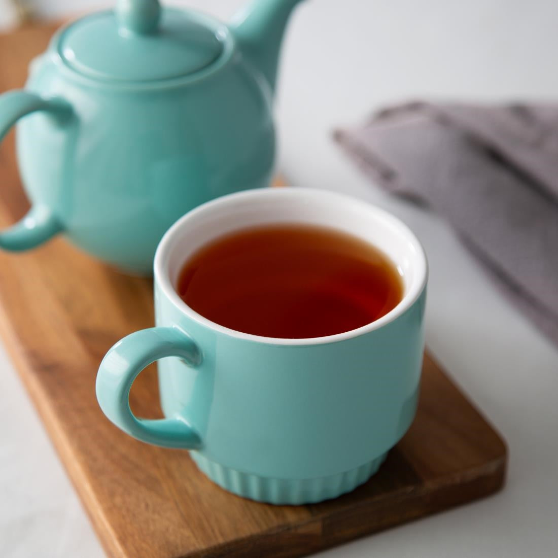 Olympia Café Stacking Mugs Aqua 340ml (6 Pack)