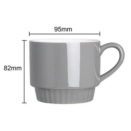 Olympia Café Stacking Mugs Charcoal 340ml (6 Pack)