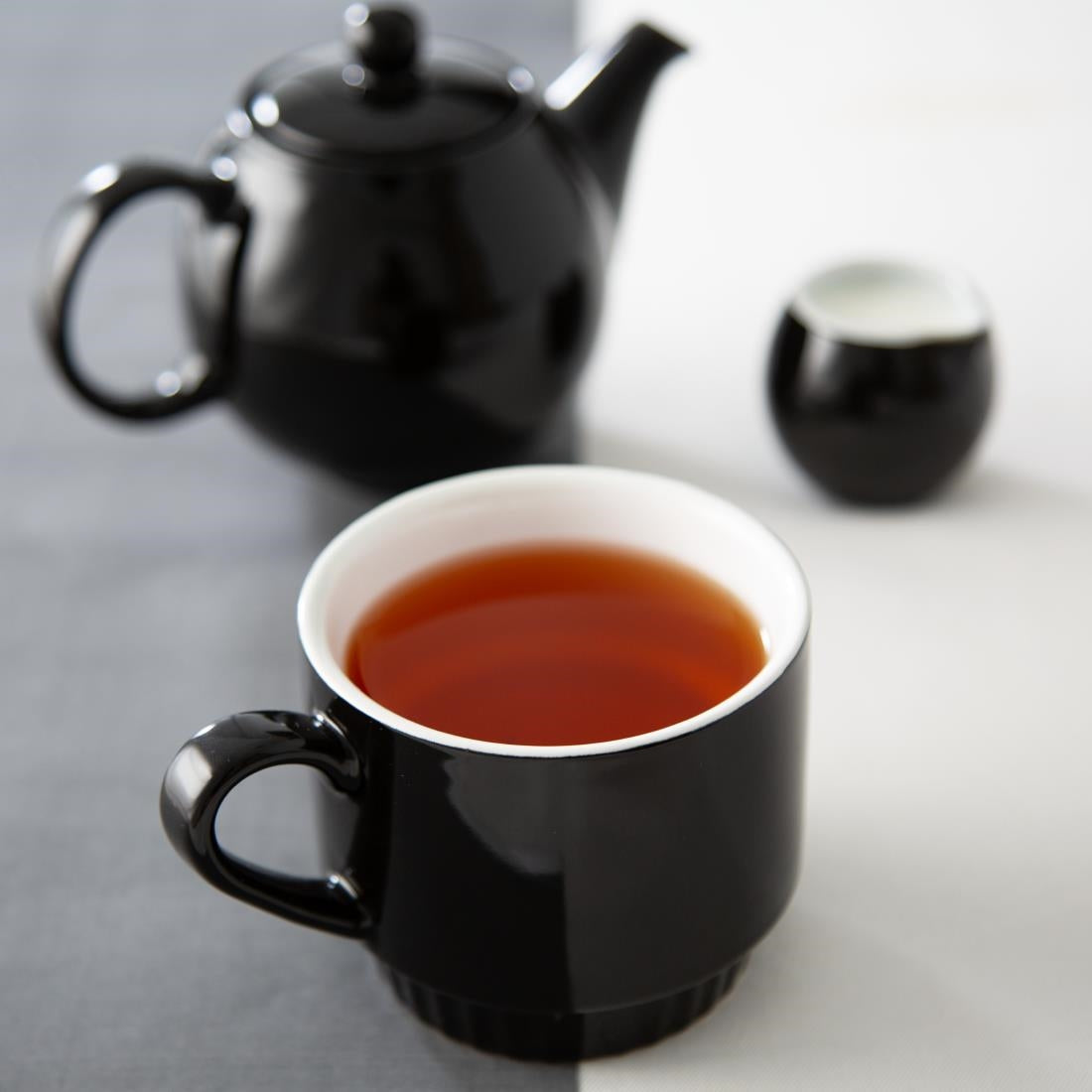 Olympia Café Stacking Mugs Black 340ml (6 Pack)