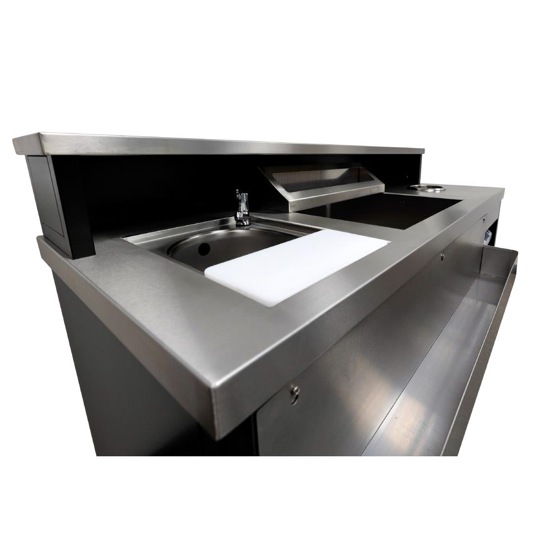 JK036 Parry Events Bar with upstand, stainless steel bar top and powder coated front/sides (Direct)