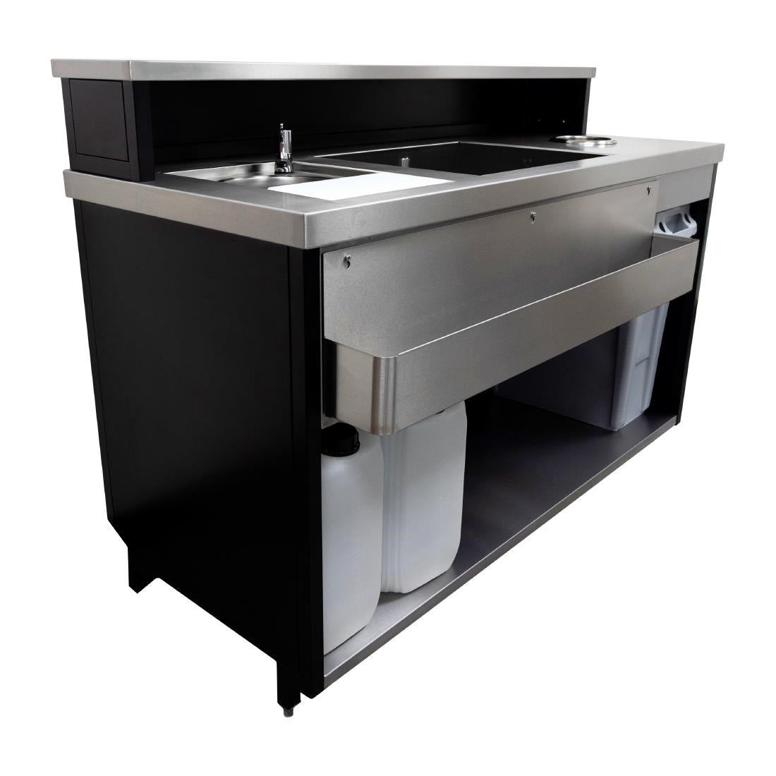 JK036 Parry Events Bar with upstand, stainless steel bar top and powder coated front/sides (Direct)