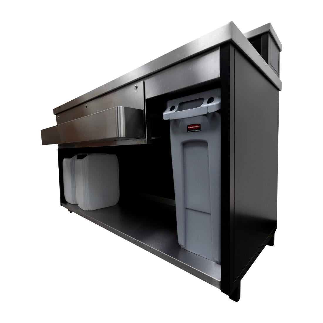 JK036 Parry Events Bar with upstand, stainless steel bar top and powder coated front/sides (Direct)
