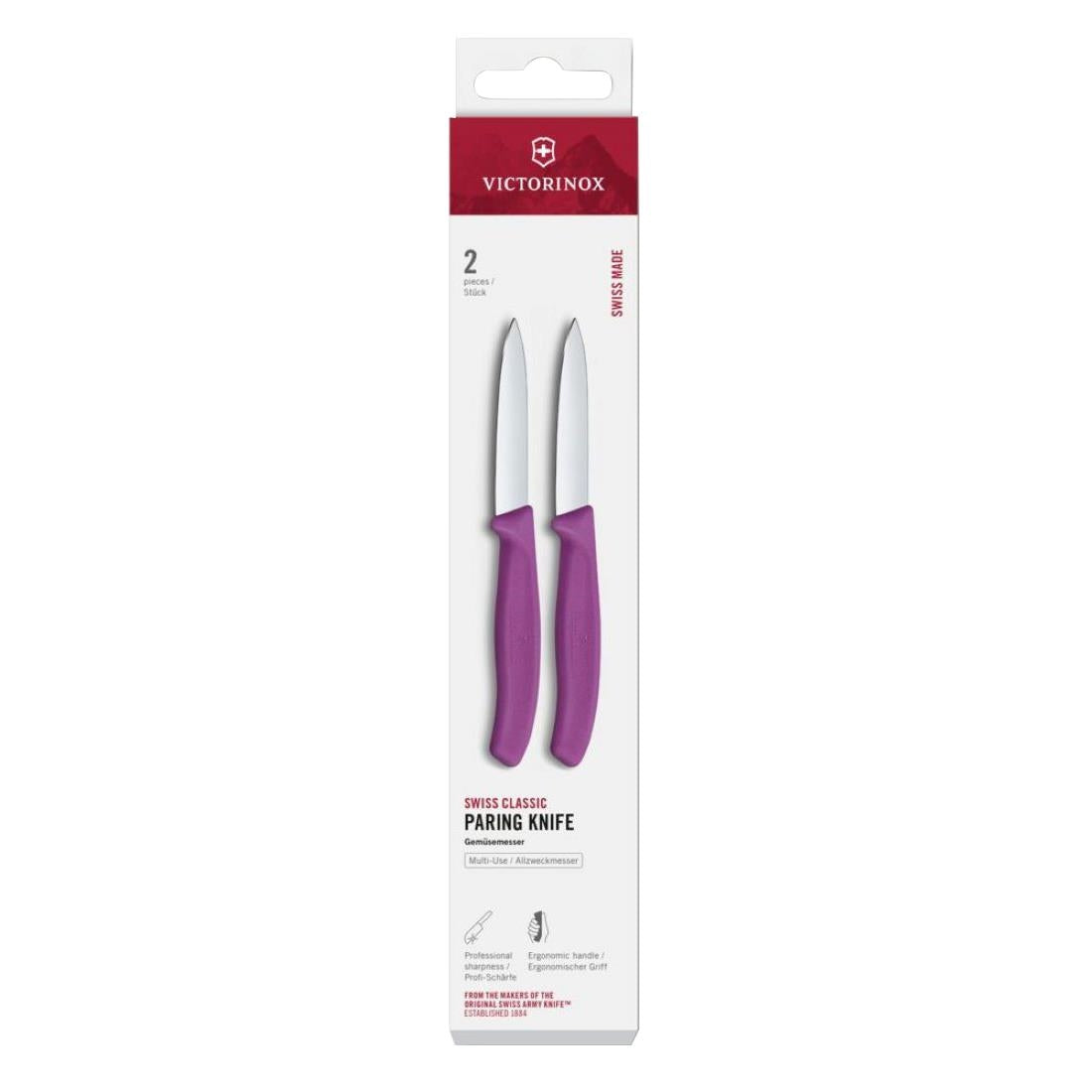 Victorinox Swiss Classic Paring Knife Straight Pointed Purple 8cm ( 2 Pack)