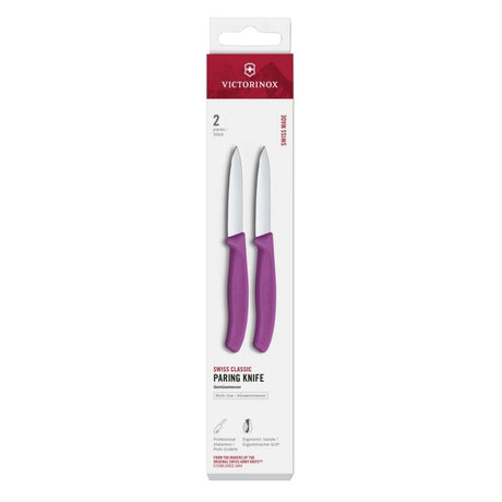 Victorinox Swiss Classic Paring Knife Straight Pointed Purple 8cm ( 2 Pack)