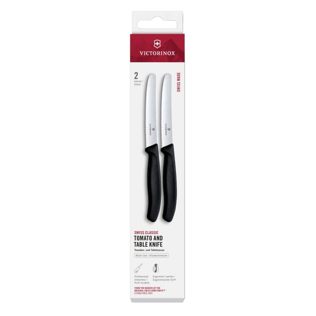 Victorinox Swiss Classic Tomato & Table Knife Wavy Black 11cm ( 2 Pack)