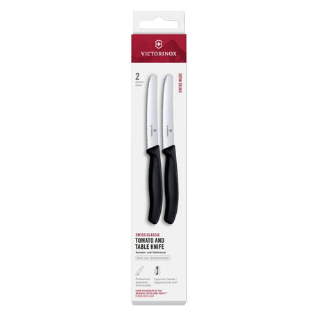Victorinox Swiss Classic Tomato & Table Knife Wavy Black 11cm ( 2 Pack)
