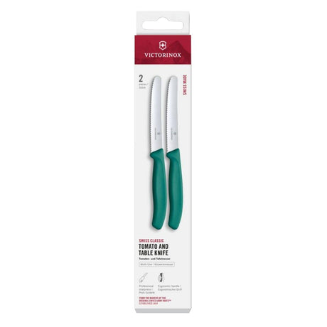 Victorinox Swiss Classic Tomato & Table Knife Wavy Green 11cm ( 2 Pack)