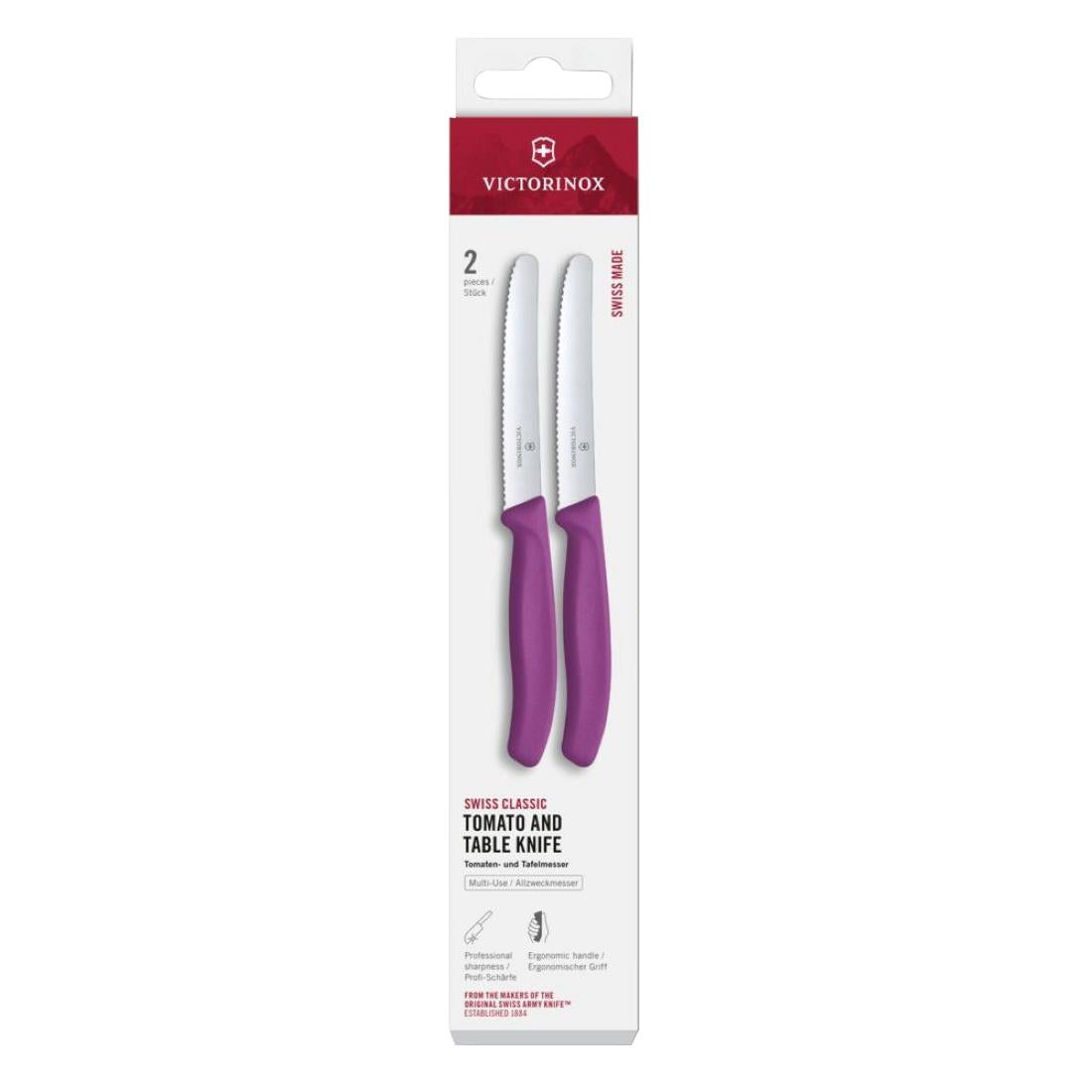 Victorinox Swiss Classic Tomato & Table Knife Wavy Purple 11cm ( 2 Pack)